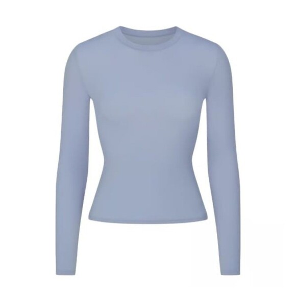 Skims Fits Everybody Long Sleeve T-Shirt in Slate, Size XSmall - Picture 1 of 1